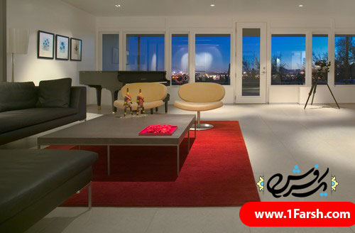 red modern living room