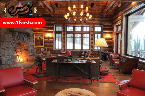 red rustic living room