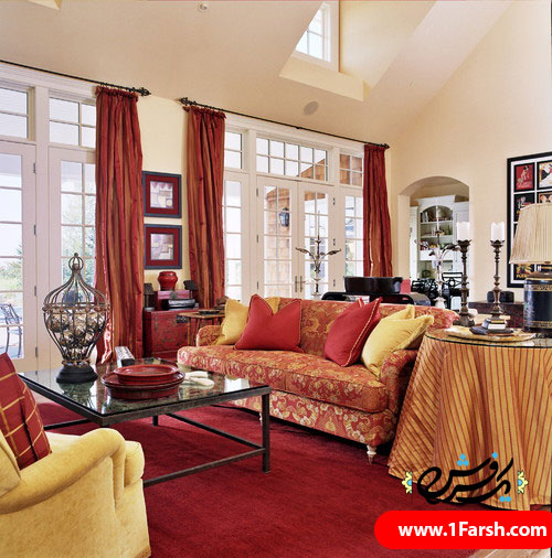 red traditional living room 2